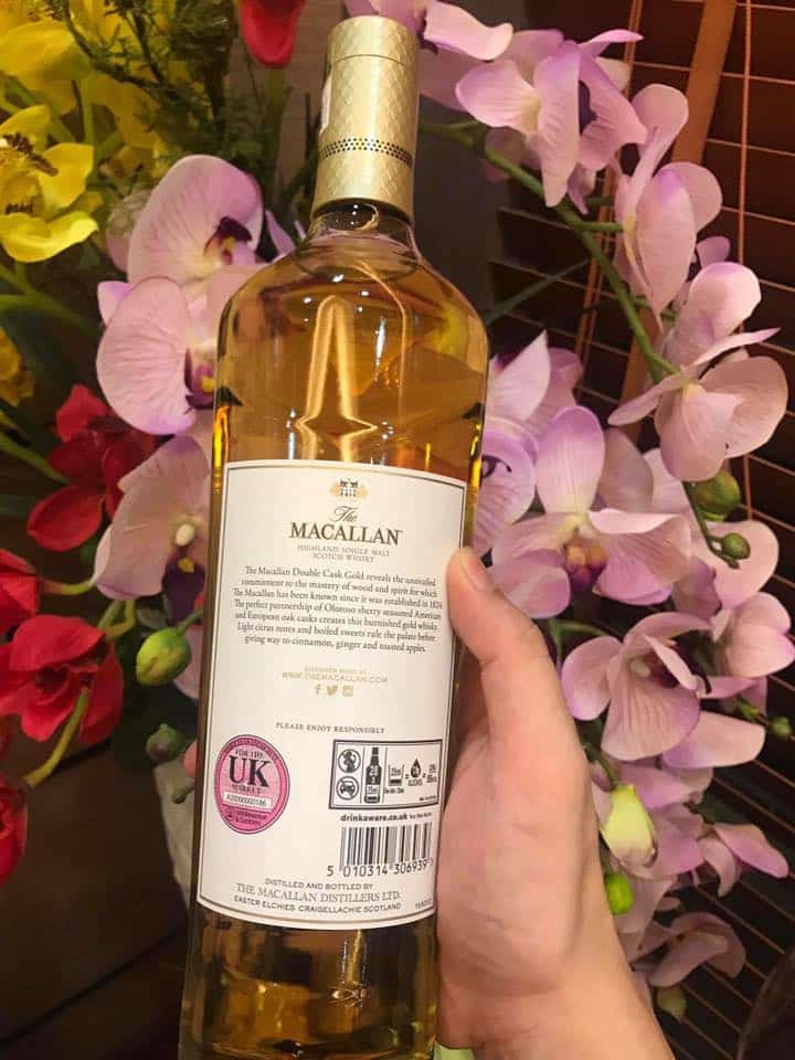 Rượu Macallan Gold UK 700ml Tem mặt sau Macallan Gold UK